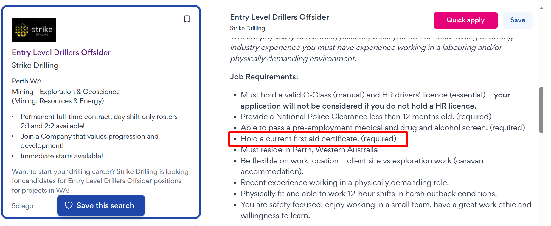 Drillers offsider