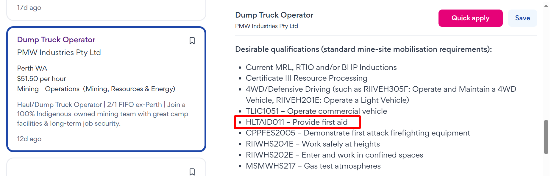 Dump truck operator