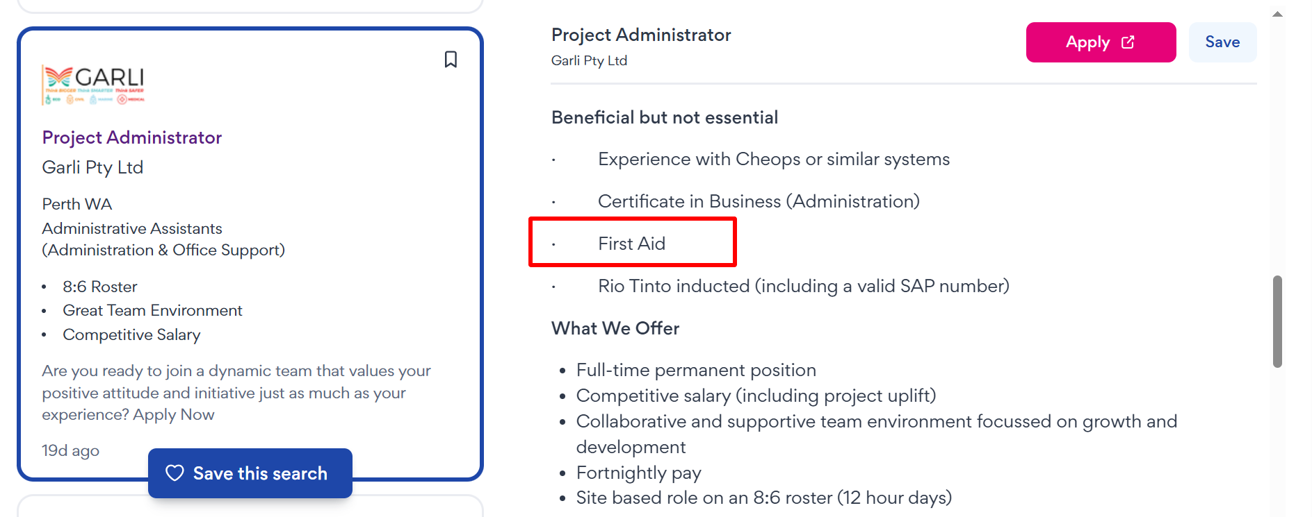 Project admin mining job