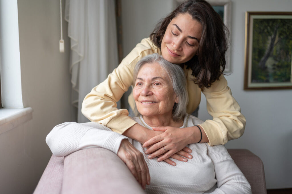 elderly woman with her friend after mental support