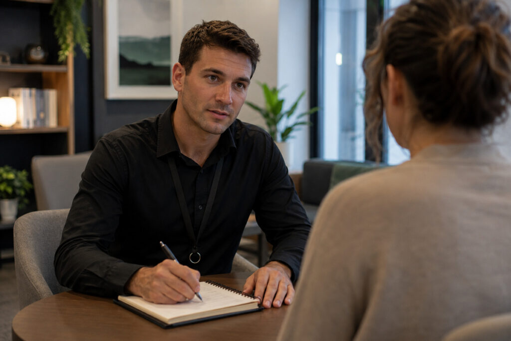 mental health specialist helping a friend