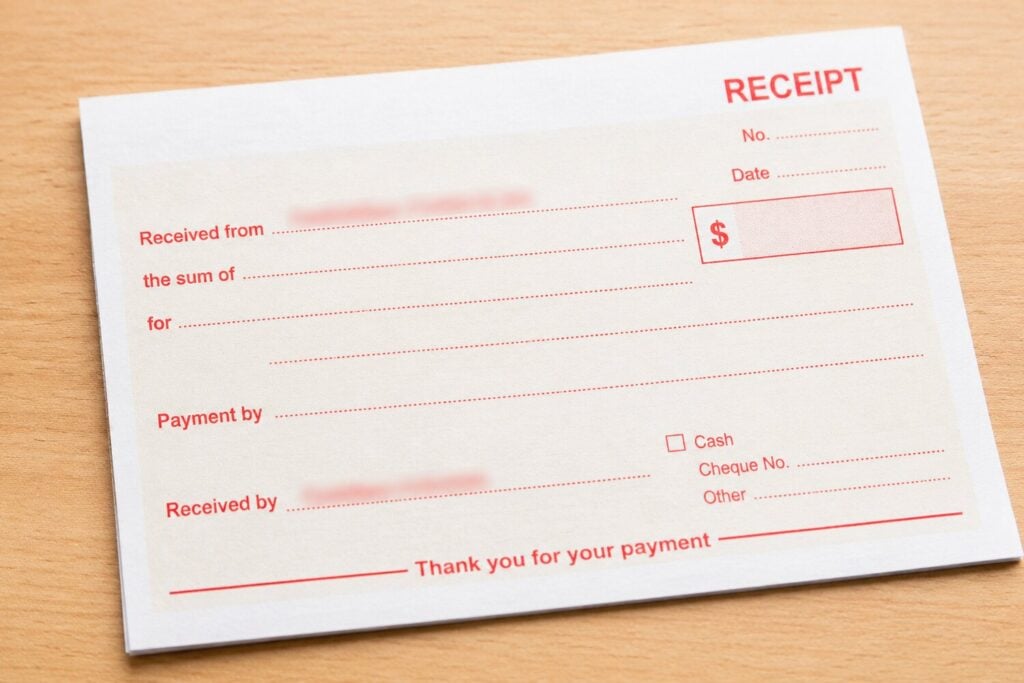 receipt for a first aid course in Australia