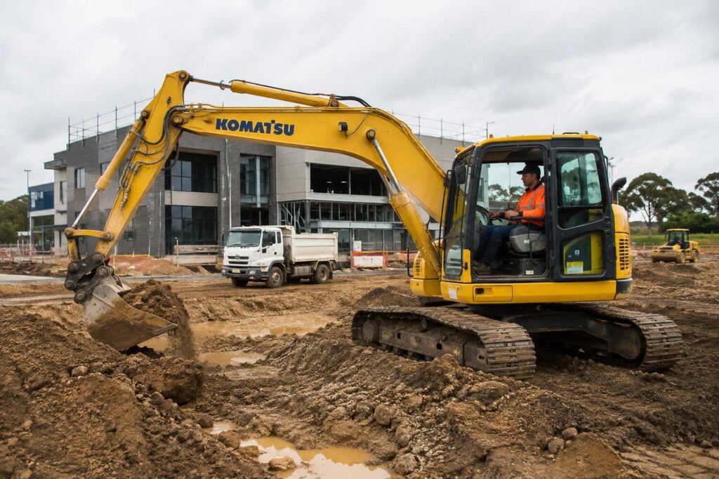 Earthmoving engineer at work