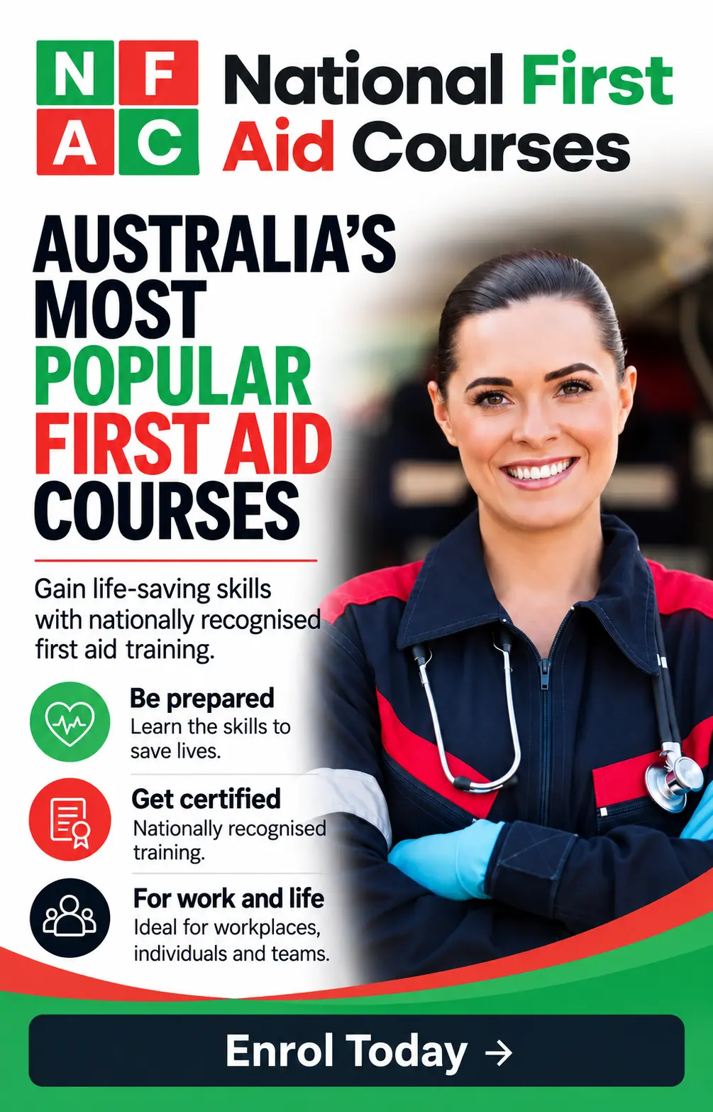 National First Aid Courses — nationally recognised first aid training. Enrol today.